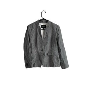 Banana Republic One Button Linen Blend Blazer Size 6P Petite Gray